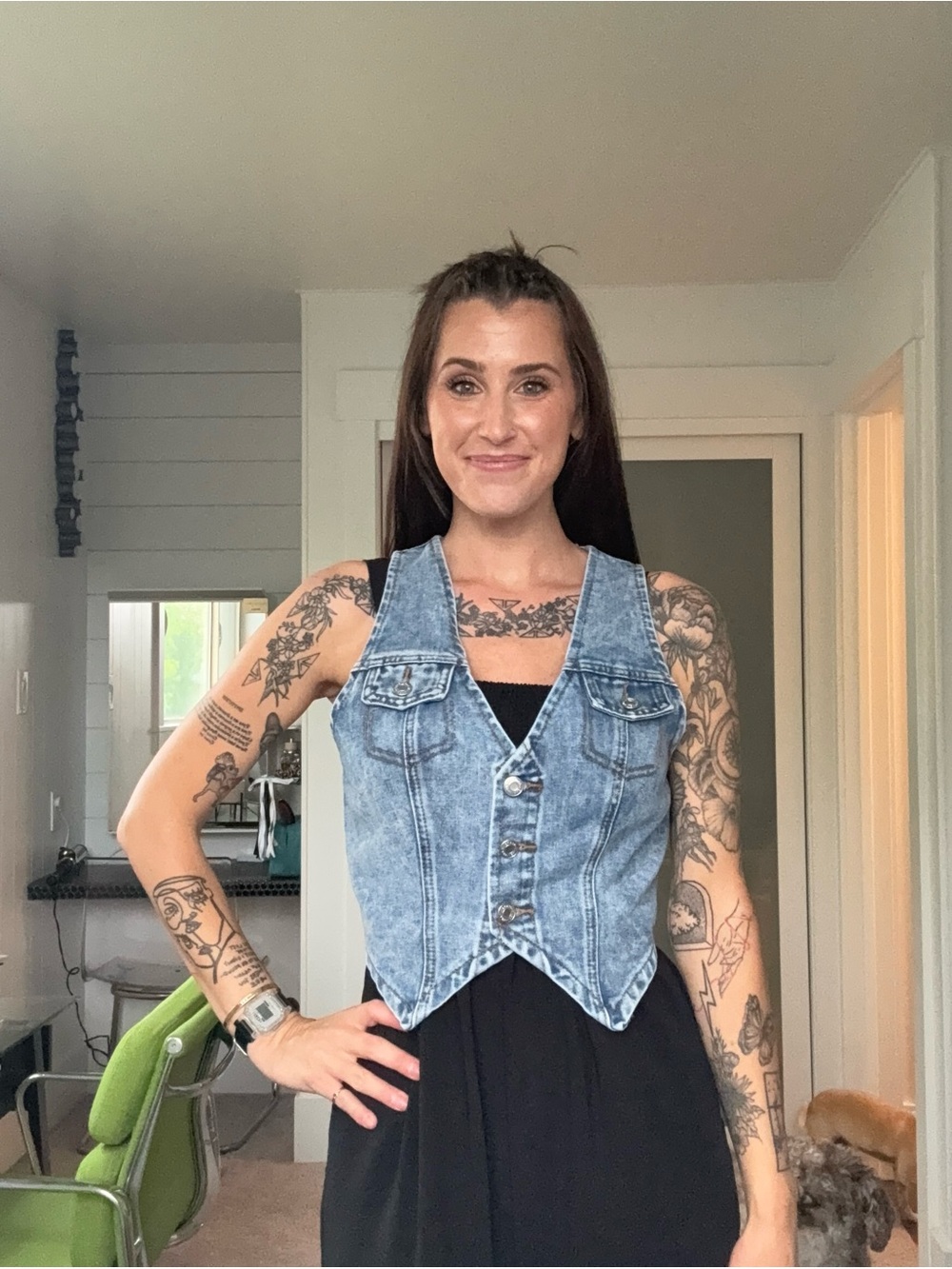 H&M Light Blue Denim Crop Vest